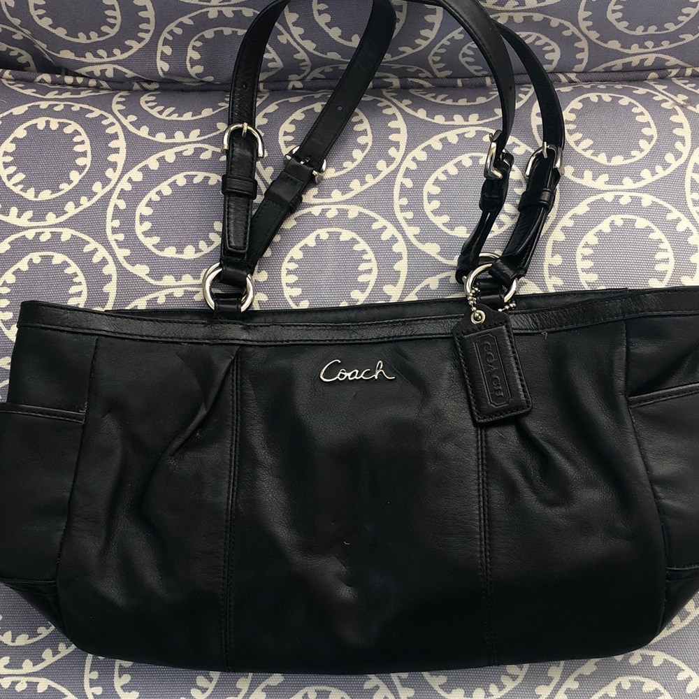 Coach Black Leather Double-Handle Shoulder Bag